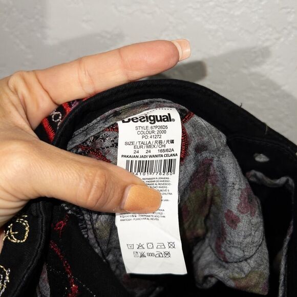 NWT Desigual Black Embroidered Port Pants Size 0 - Picture 11 of 13